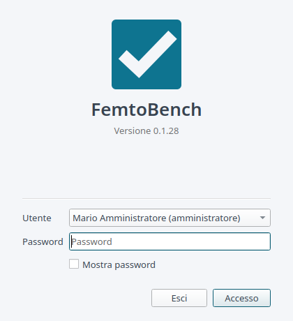 Finestra di accesso a FemtoBench