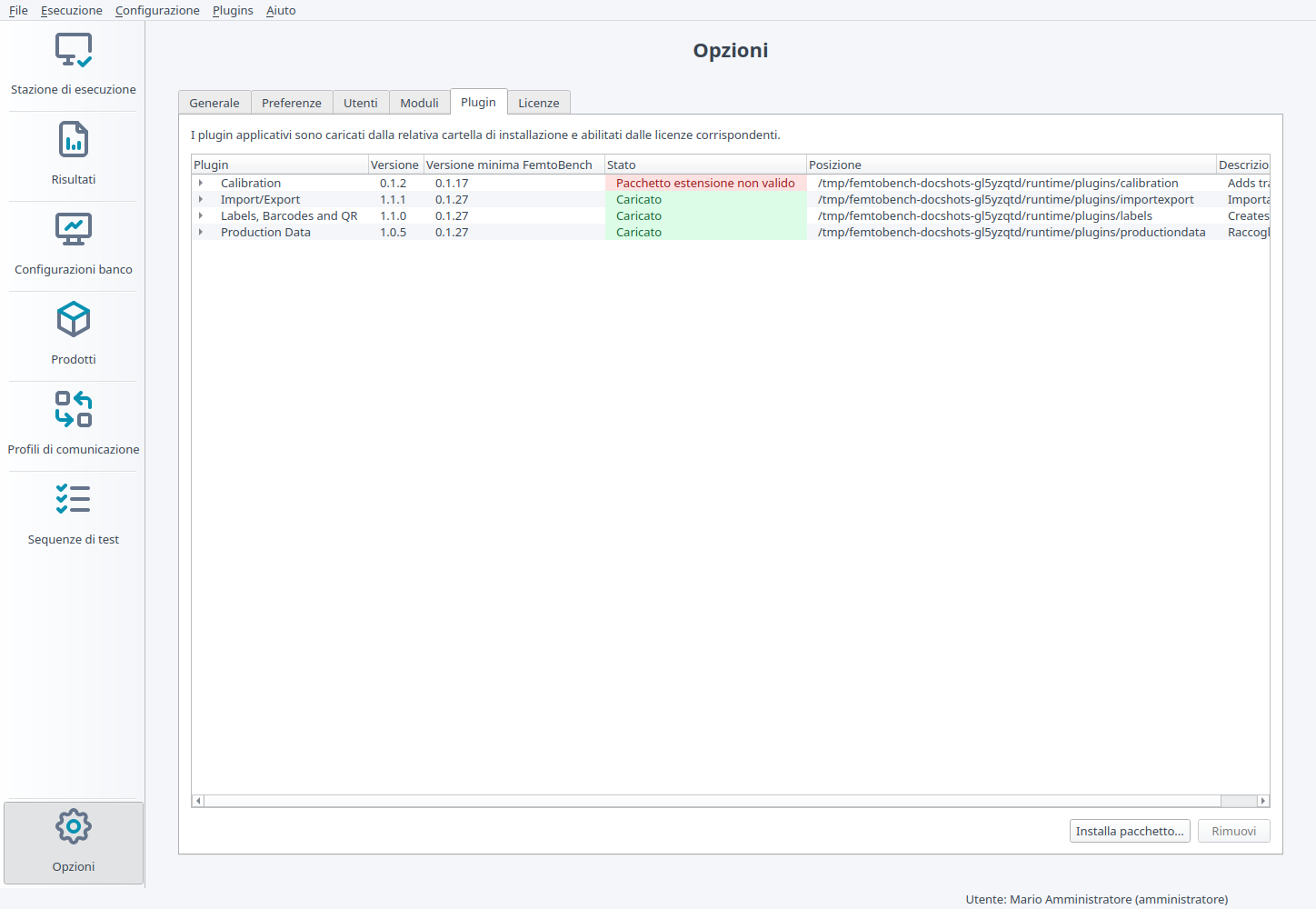 Plugin Labels nell'elenco dei plugin