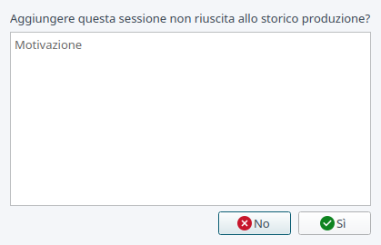 Richiesta di archiviazione di una sessione fallita
